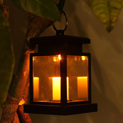 Solar Laterne mit LED Kerze – Hängelampe für Garten & Terrasse, Dekolicht für Außenbereich