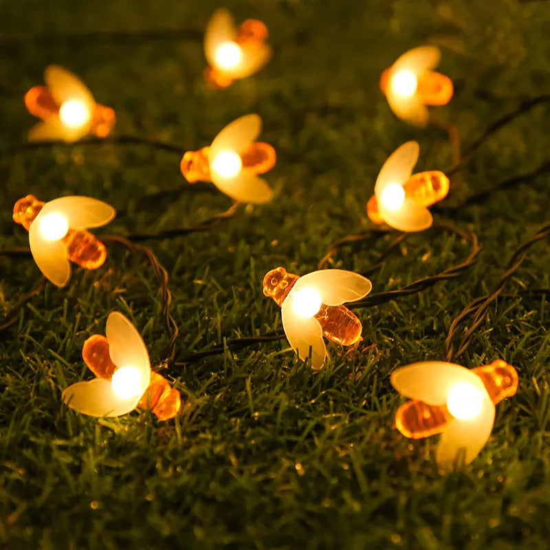 Solar Lichterkette Biene – LED Dekoleuchten für Garten & Terrasse, Außenbeleuchtung mit Bienendesign