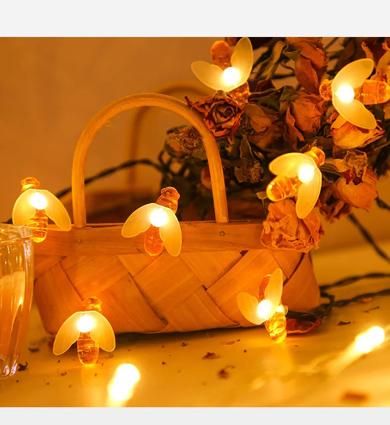 Solar Lichterkette Biene – LED Dekoleuchten für Garten & Terrasse, Außenbeleuchtung mit Bienendesign