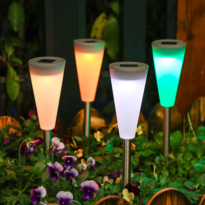 Solar LED Gartenleuchte mit Farbwechsel – Dekorative Außenbeleuchtung für Blumenbeete und Wege