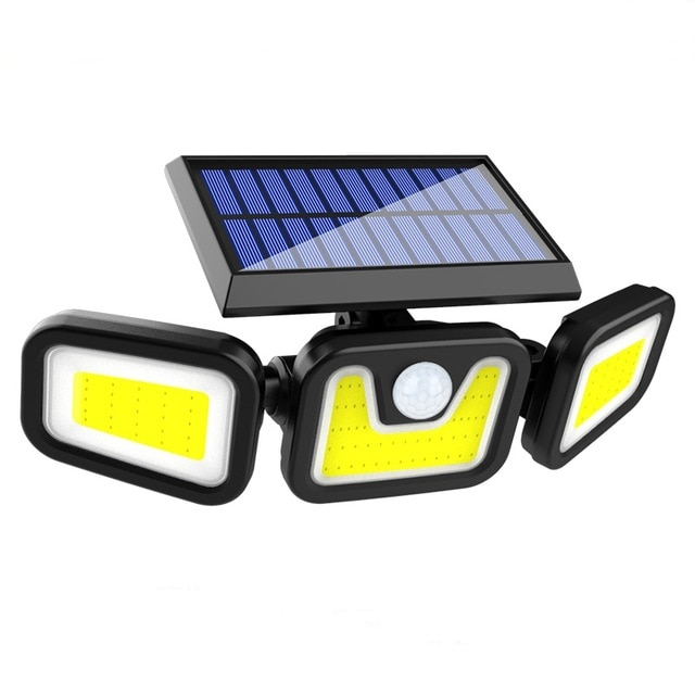 Solar LED Flutlicht mit Bewegungsmelder – 3-Strahler Außenbeleuchtung für Garten, Hof und Garage