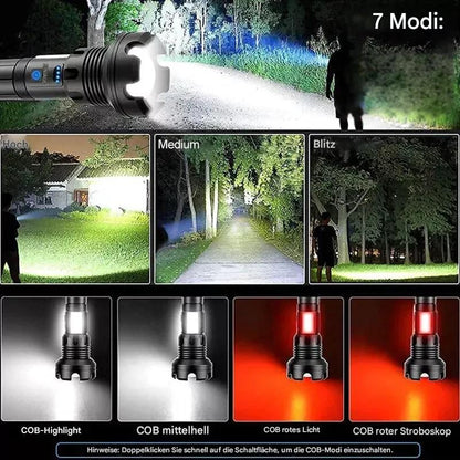 Taktische Taschenlampe – LED Taschenlampe mit Zoom & Powerbank-Funktion