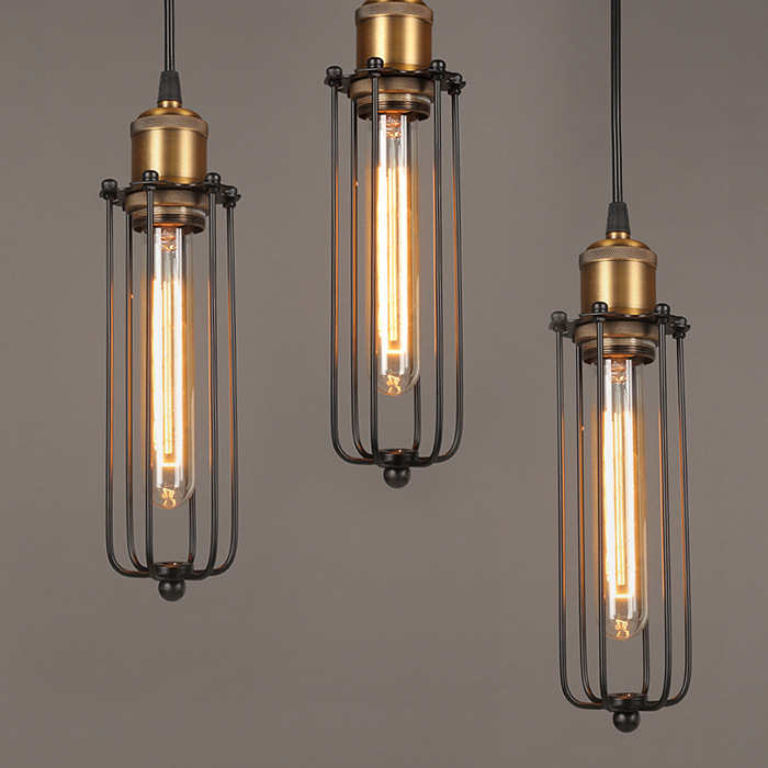 Industrielle Pendelleuchte im Retro-Design – Vintage Hängelampe mit Metallgitter