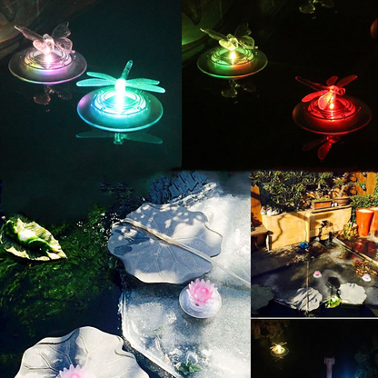 Solarbetriebene Teichdeko Schmetterling und Libelle – Farbwechselnde LED-Lichter für Garten und Teich
