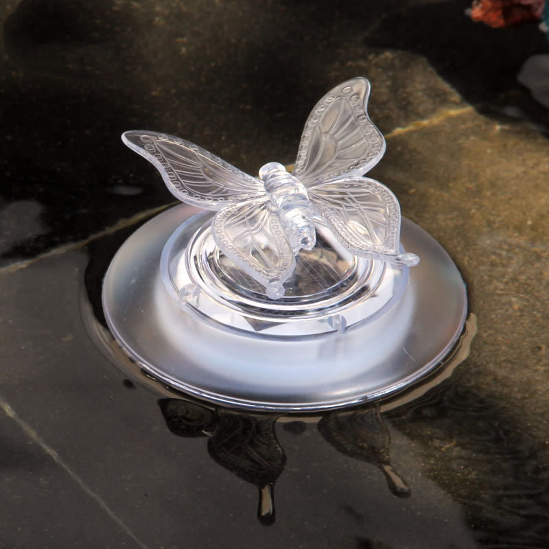Solarbetriebene Teichdeko Schmetterling und Libelle – Farbwechselnde LED-Lichter für Garten und Teich