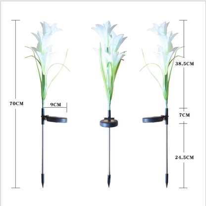 Solar LED Blumenleuchten in Lilienform – Farbwechselnde Gartenlichter mit Stab für Außenbereiche