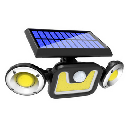 Solar LED Flutlicht mit Bewegungsmelder – 3-Strahler Außenbeleuchtung für Garten, Hof und Garage