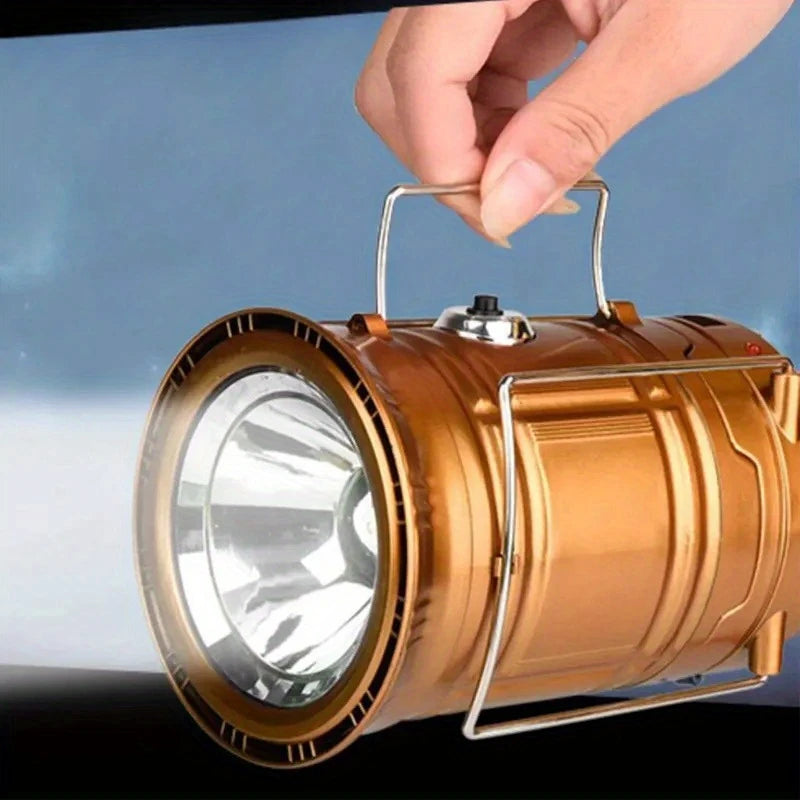 Solar Campinglampe mit USB-Aufladung – Tragbare LED-Laterne für Outdoor-Aktivitäten und Notfälle