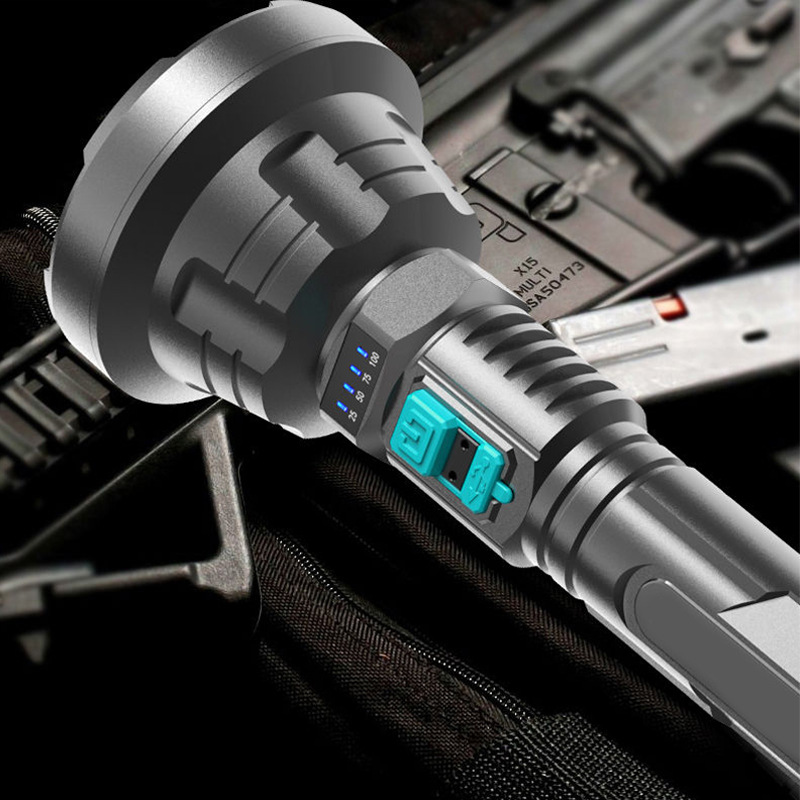 90000LM LED Taschenlampe – Taktischer Suchscheinwerfer mit USB-Aufladung und Superheller Beleuchtung