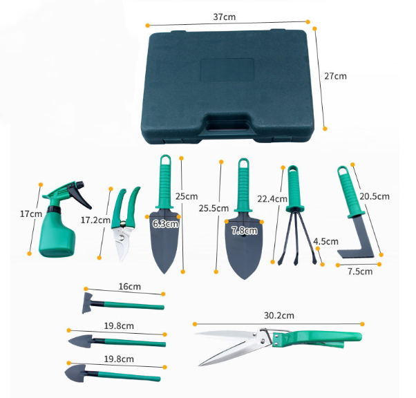 Buntes Gartenwerkzeug-Set mit 10 Teilen – Ergonomische Werkzeuge für Gartenarbeit