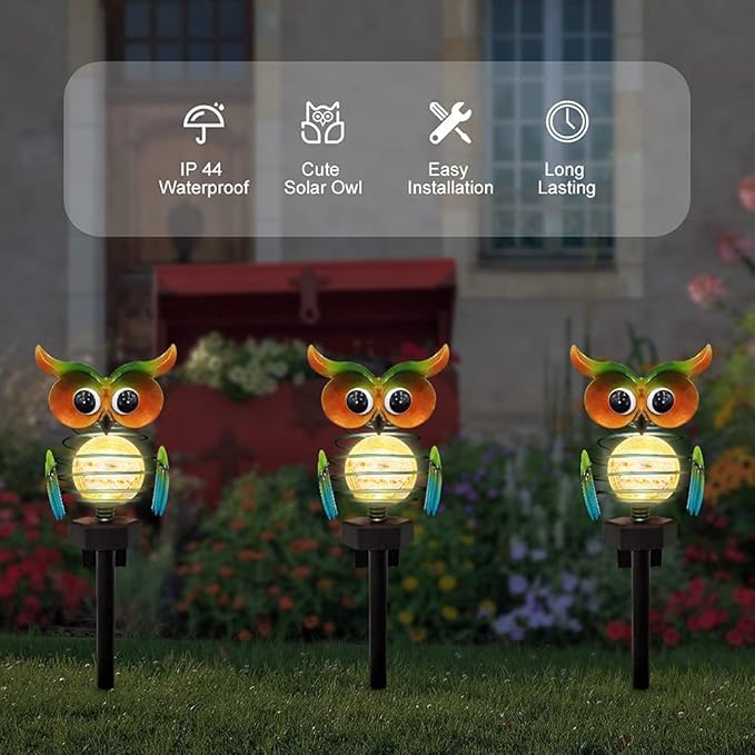 Solar Gartenleuchte Eule mit Farbwechsel – Dekorative LED Außenbeleuchtung für Garten und Hof