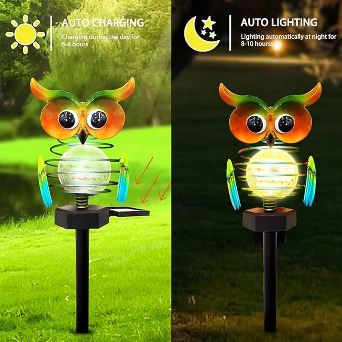 Solar Gartenleuchte Eule mit Farbwechsel – Dekorative LED Außenbeleuchtung für Garten und Hof