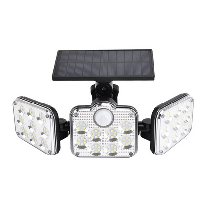 Solar LED Flutlicht mit Bewegungsmelder – 3-Strahler Außenbeleuchtung für Garten, Hof und Garage