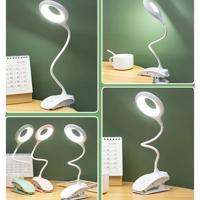 Wiederaufladbare LED Tischlampe mit Clip – Einstellbare Schreibtischleuchte für Homeoffice und Studium
