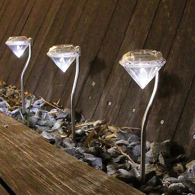 Solar Gartenleuchte in Diamantform – LED Lampen für den Außenbereich zur Dekoration und Beleuchtung