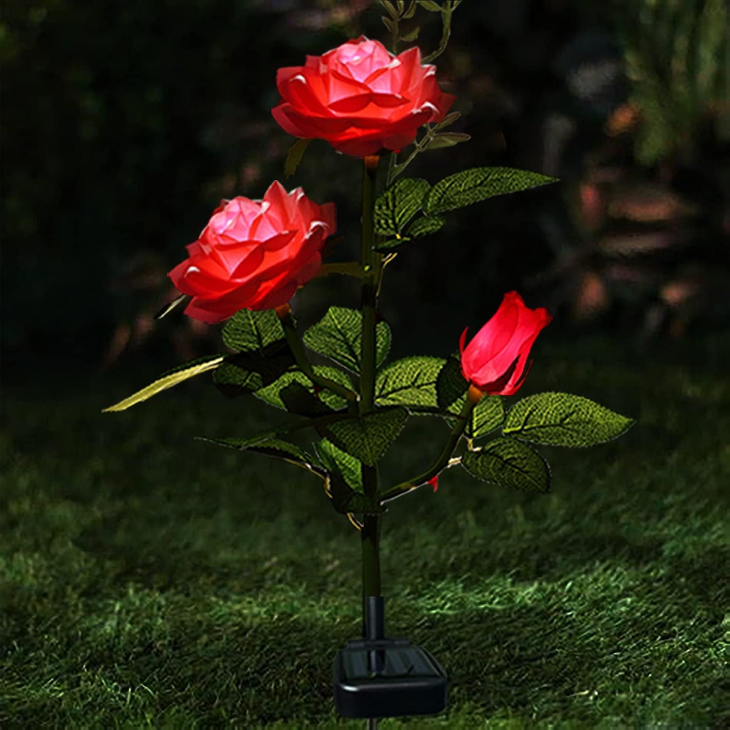 Solarbetriebene Rosen-Lichter – Gartenstecker mit Solarpanel für dekorative Beleuchtung
