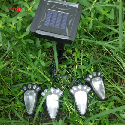 Solarlampe im Pfotenabdruck Design – LED Gartenbeleuchtung in Multicolor für Außenbereich