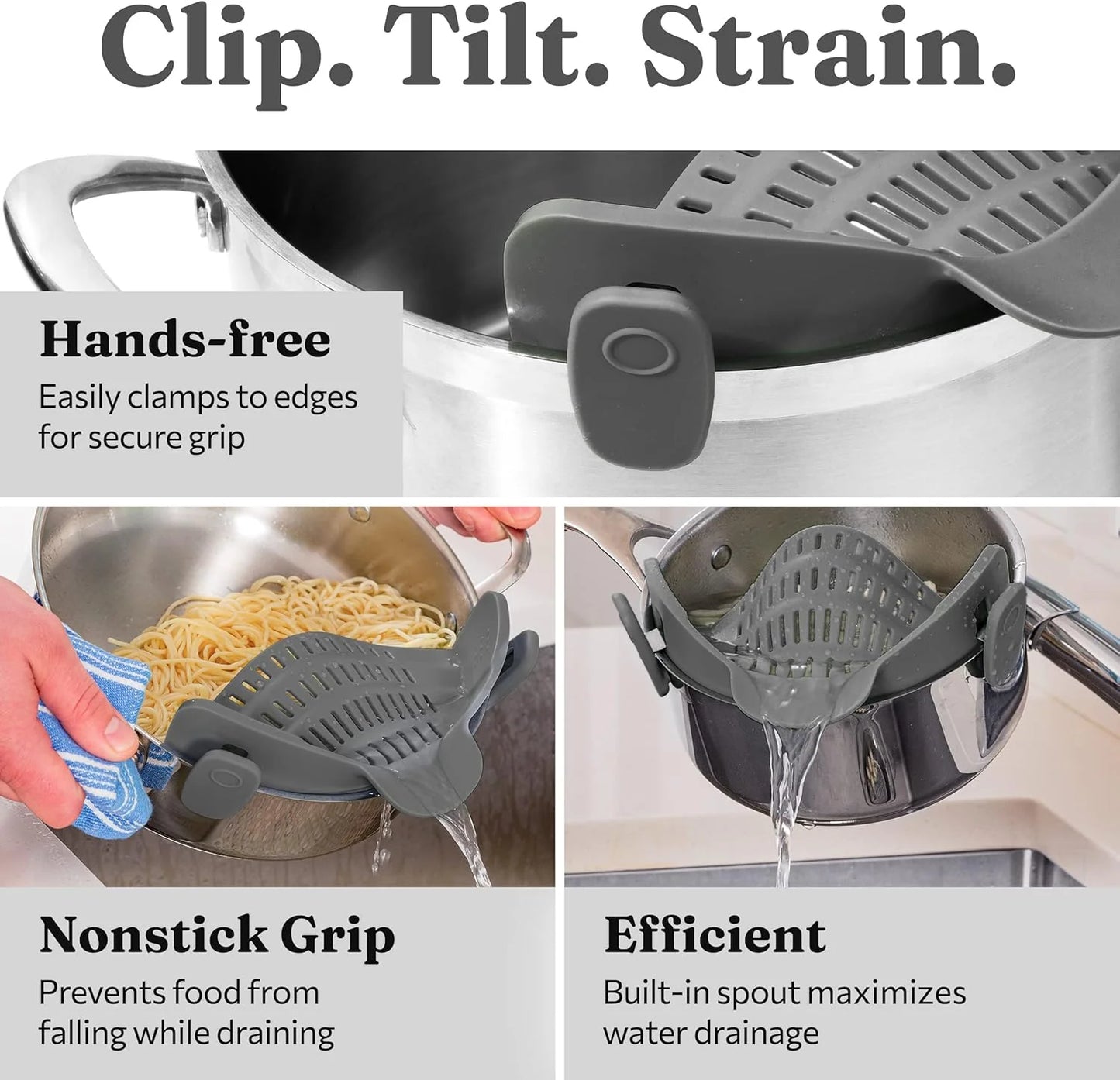 Silikon-sieb Mit Clip – Hitzebeständiger Abtropfbehälter Für Lebensmittel