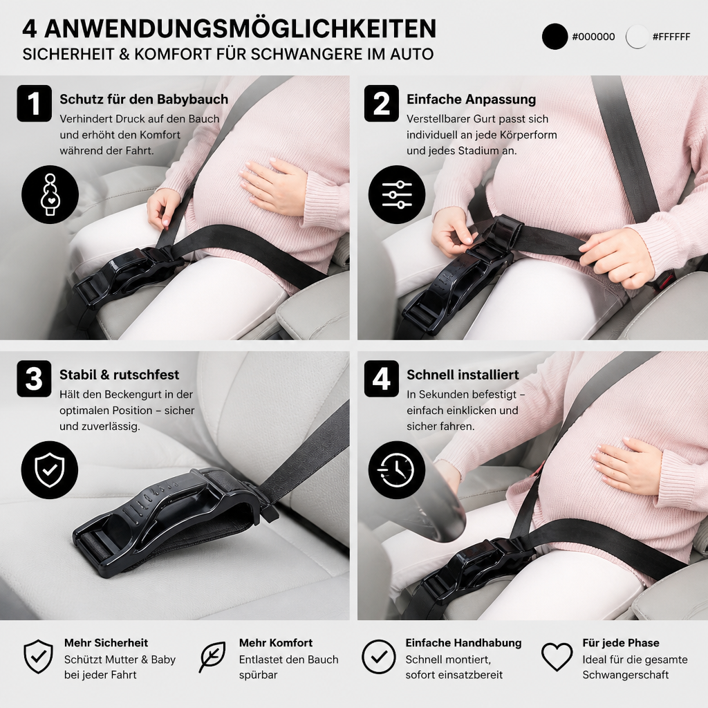 Bauchstützgurt für Schwangere im Auto – Verstellbare & bequeme Unterstützung für den Babybauch