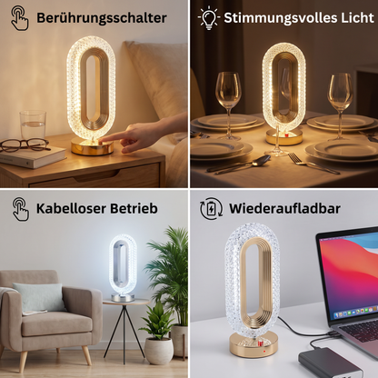 Wiederaufladbare Kristall-LED-Tischlampe – Elegantes stimmungsvolles Nachtlicht