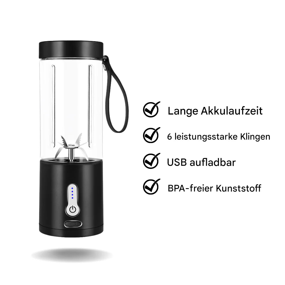 Tragbarer Smoothiemaker mit 6 Leistungsstarken Klingen – Kompakter Mixer für unterwegs