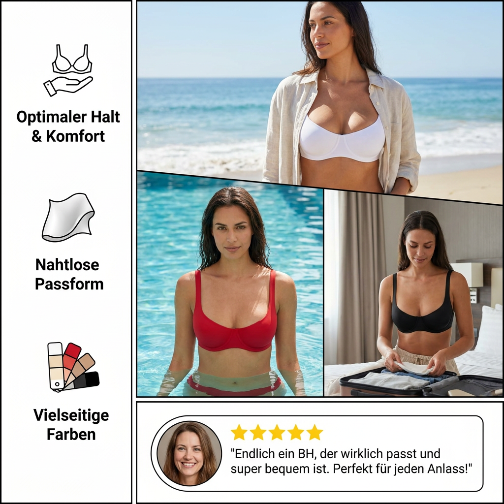 Nahtloser trägerloser Bügel-BH – ungefüttert, glattes Design mit tiefem Rundhalsausschnitt