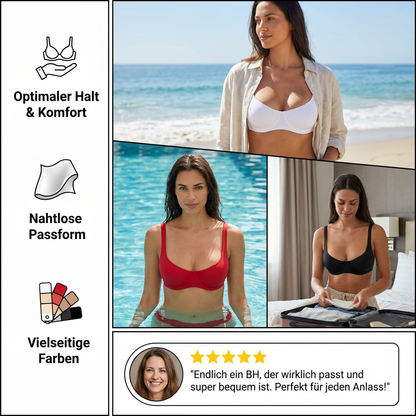 Nahtloser trägerloser Bügel-BH – ungefüttert, glattes Design mit tiefem Rundhalsausschnitt