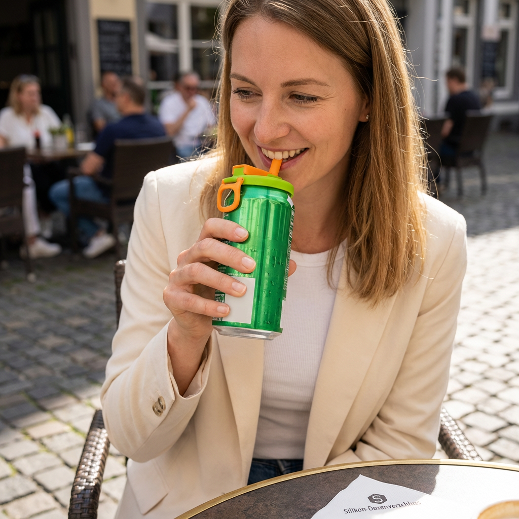2-in-1 wiederverwendbarer Silikon-Dosenverschluss mit Strohhalmen – auslaufsicherer Getränkedeckel für unterwegs (2er-Set)