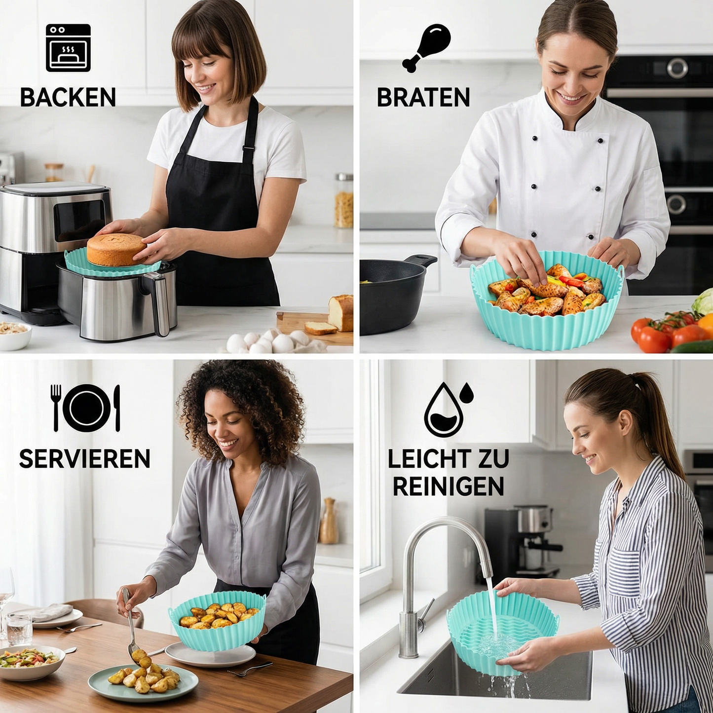 Wiederverwendbare Antihaft-Silikonform für die Heißluftfritteuse