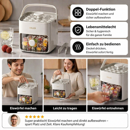2-in-1 Eiswürfel-Maker mit Aufbewahrungsbox – 48 Eiswürfel, Doppel-Design