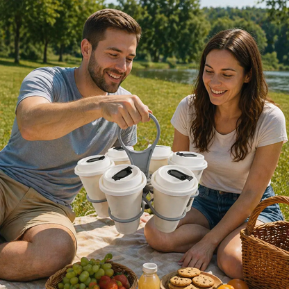 Faltbarer, drehbarer Getränkehalter – mit 6 Plätzen für Gläser & Tassen, ideal für unterwegs