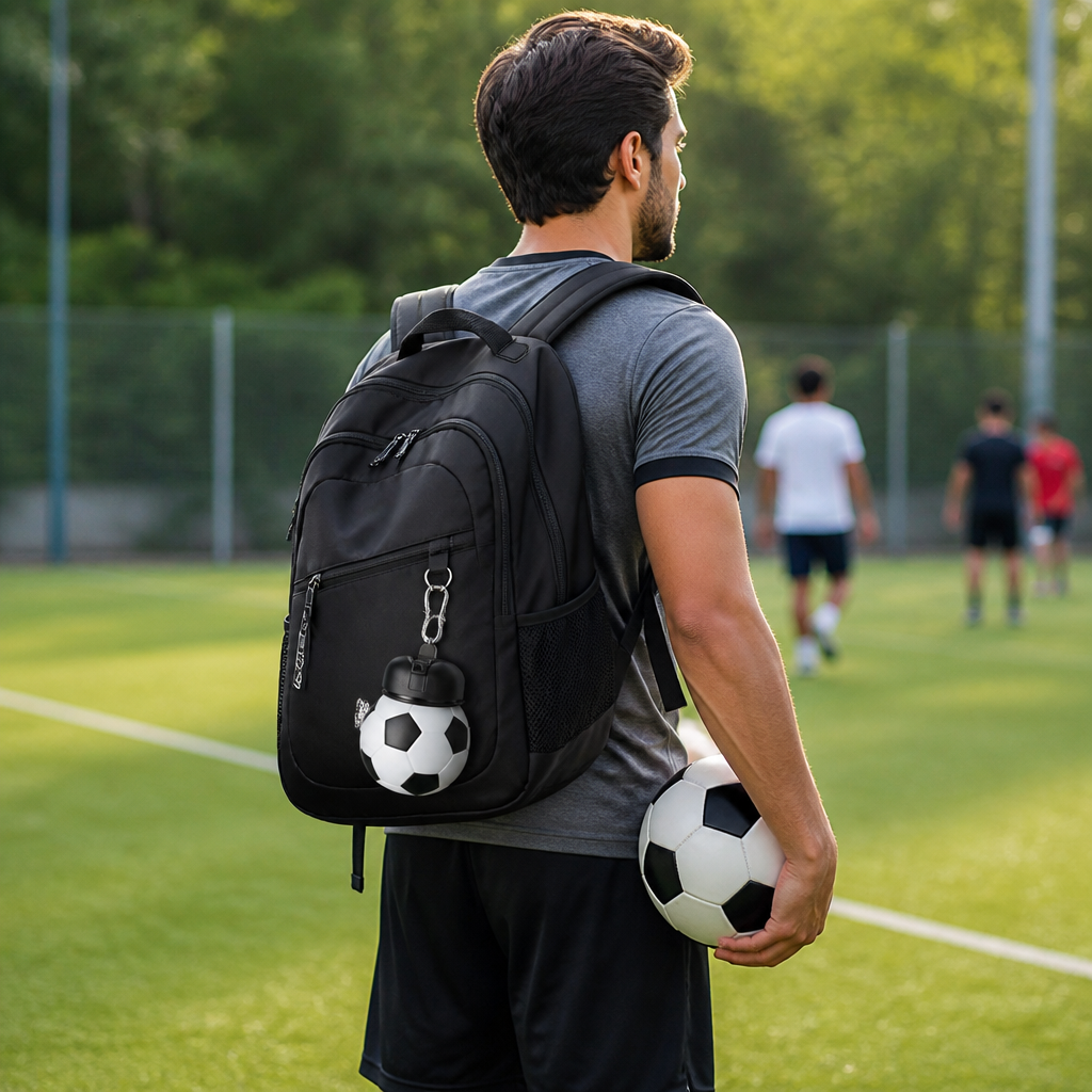 Faltbare und strapazierfähige Fußball-Trinkflasche aus Silikon