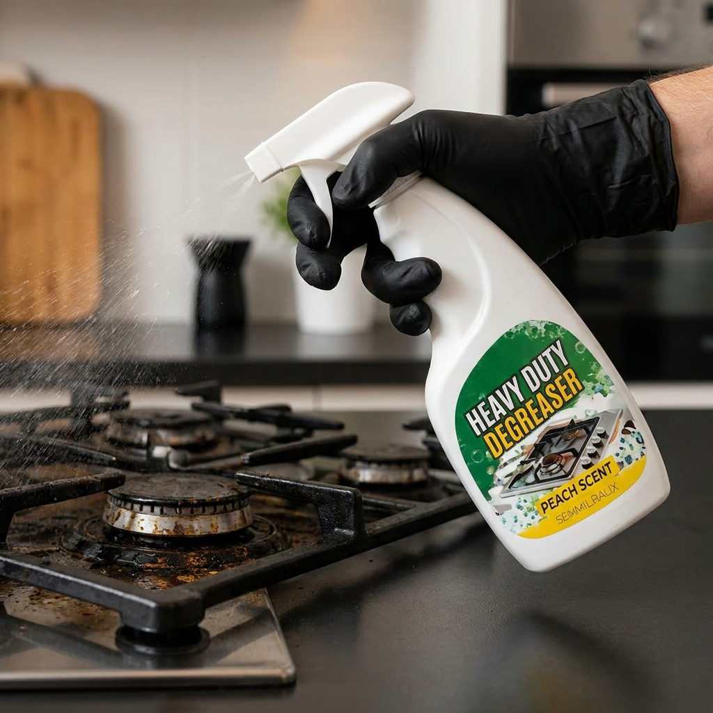 Kraftvoller Küchenreiniger mit Fettlösekraft – Entfernt mühelos hartnäckiges Fett und Öl