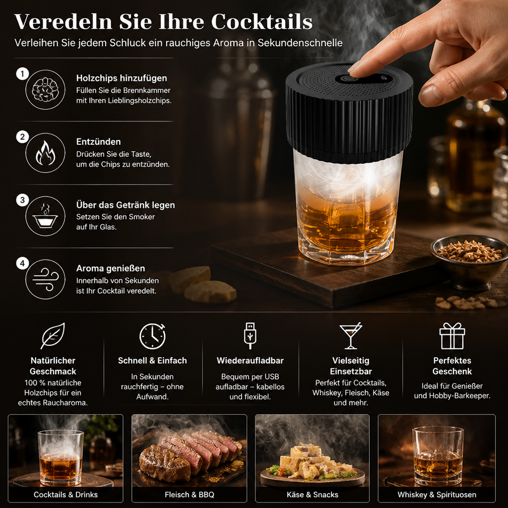 Wiederaufladbares elektrisches Cocktail-Smoker-Set