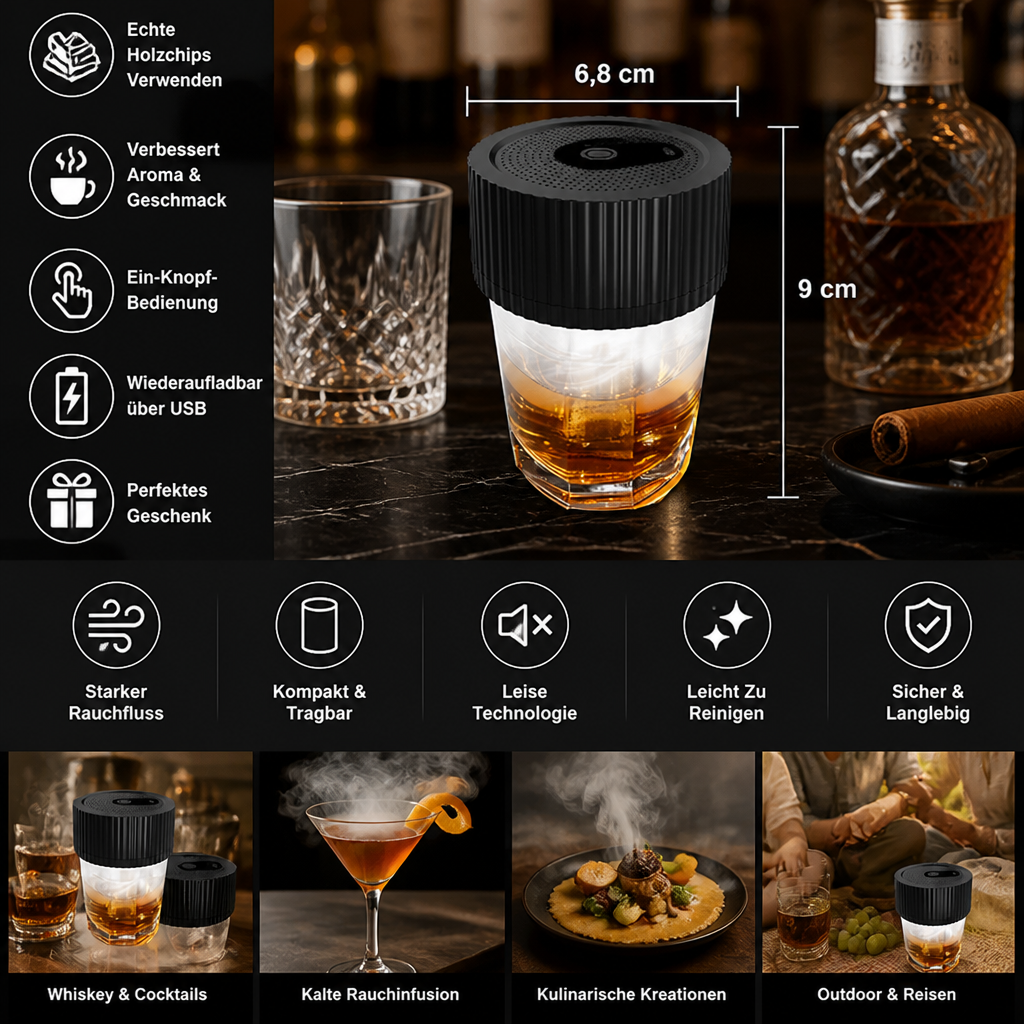 Wiederaufladbares elektrisches Cocktail-Smoker-Set