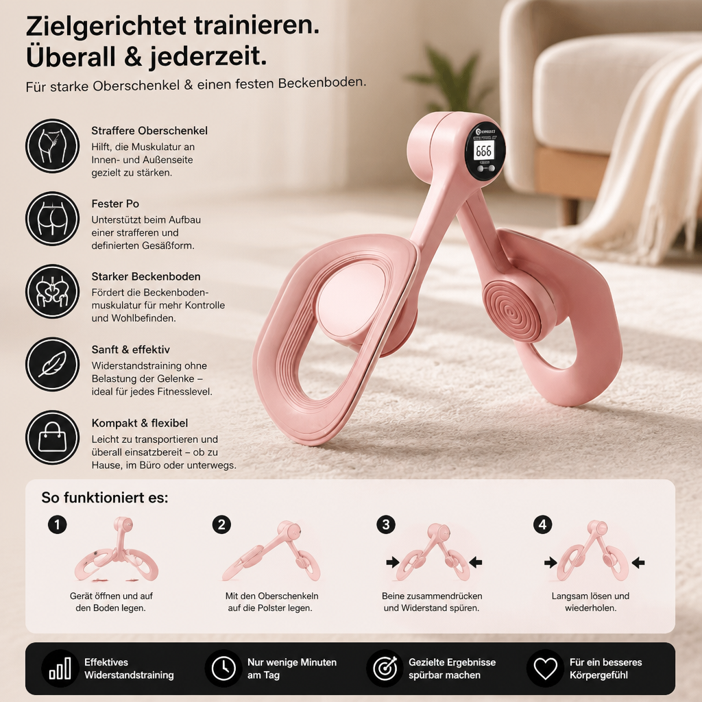 Verstellbarer Oberschenkel- und Gesäßmuskeltrainer – Zusammenklappbares Fitnessgerät mit Widerstand
