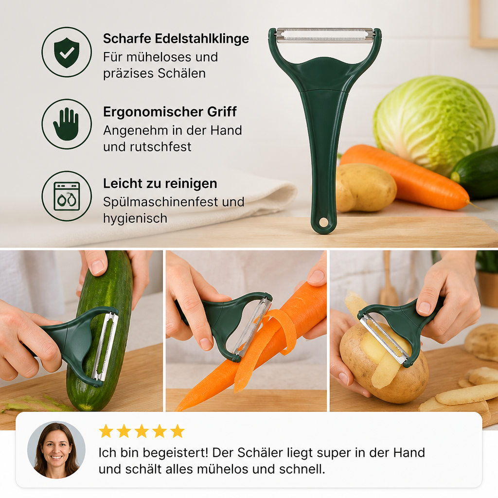 Breiter Gemüse-Schäler & -Schneider aus Edelstahl