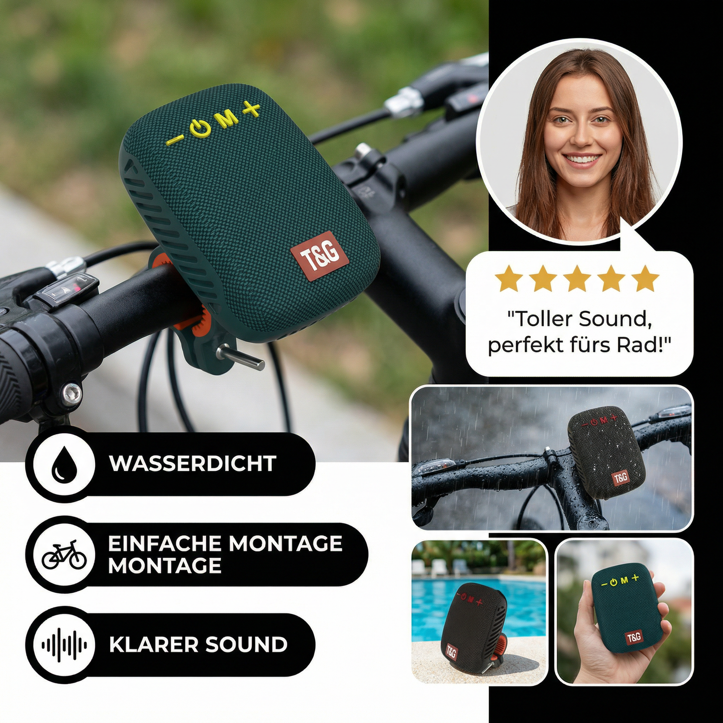 Kabelloser Bluetooth Lautsprecher – Wasserdicht & Perfekt fürs Fahrrad
