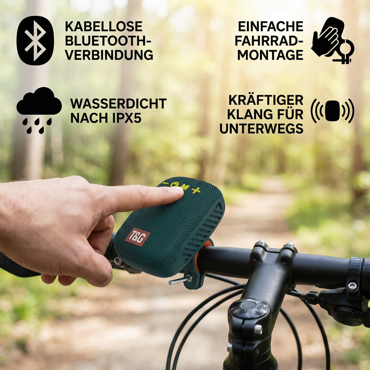 Kabelloser Bluetooth Lautsprecher – Wasserdicht & Perfekt fürs Fahrrad