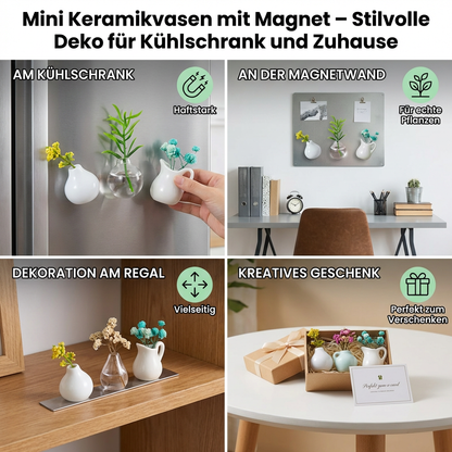 Mini Keramikvasen mit Magnet – Stilvolle Deko für Kühlschrank und Zuhause