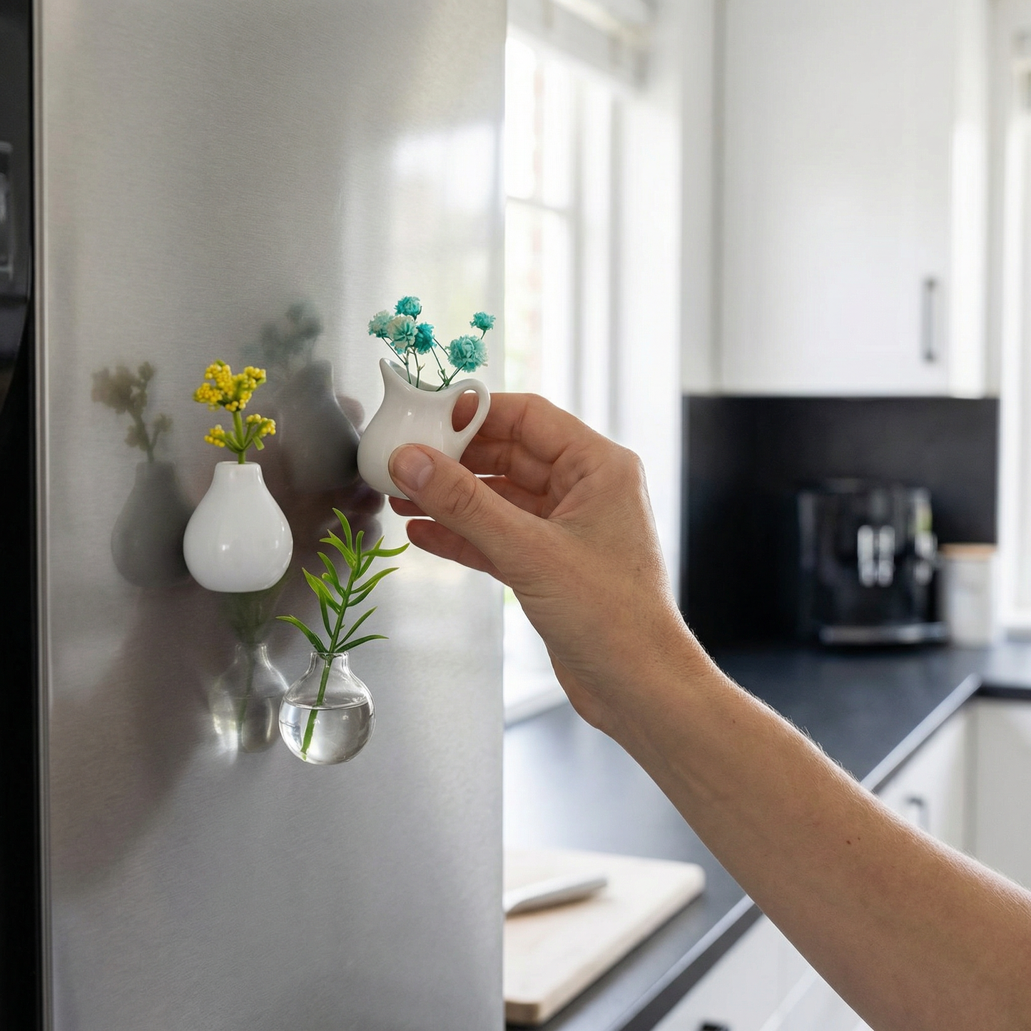 Mini Keramikvasen mit Magnet – Stilvolle Deko für Kühlschrank und Zuhause