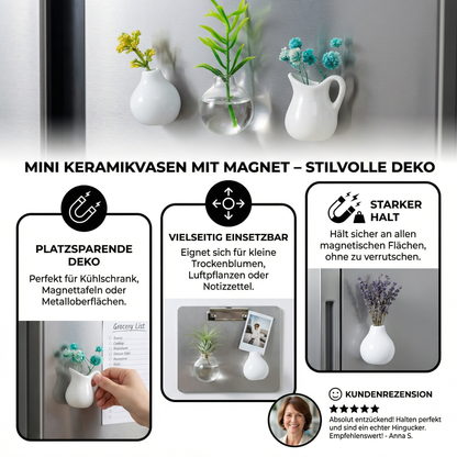 Mini Keramikvasen mit Magnet – Stilvolle Deko für Kühlschrank und Zuhause