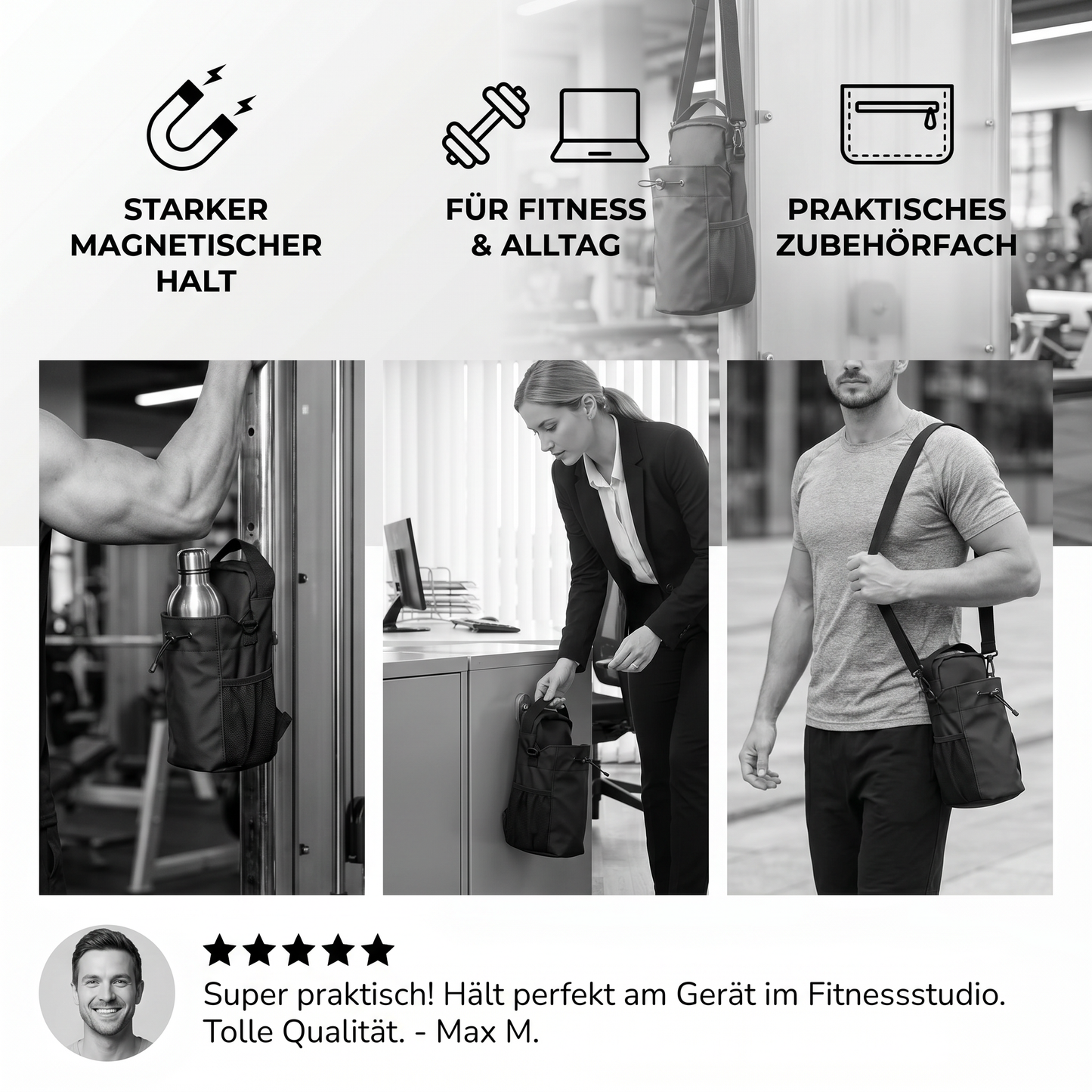 Magnetische Trinkflaschenhalter-Tasche mit starkem Halt für Fitness und Alltag