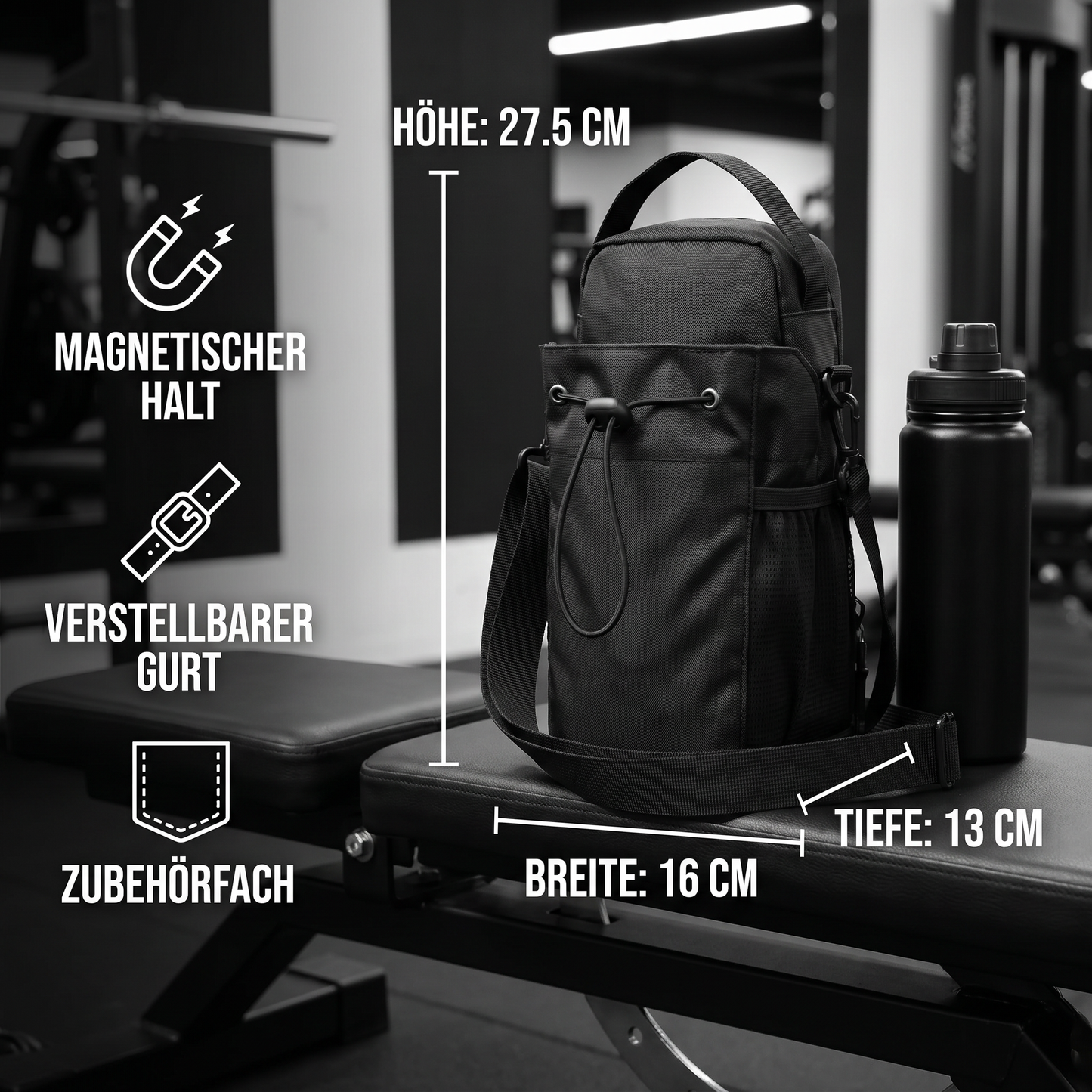 Magnetische Trinkflaschenhalter-Tasche mit starkem Halt für Fitness und Alltag
