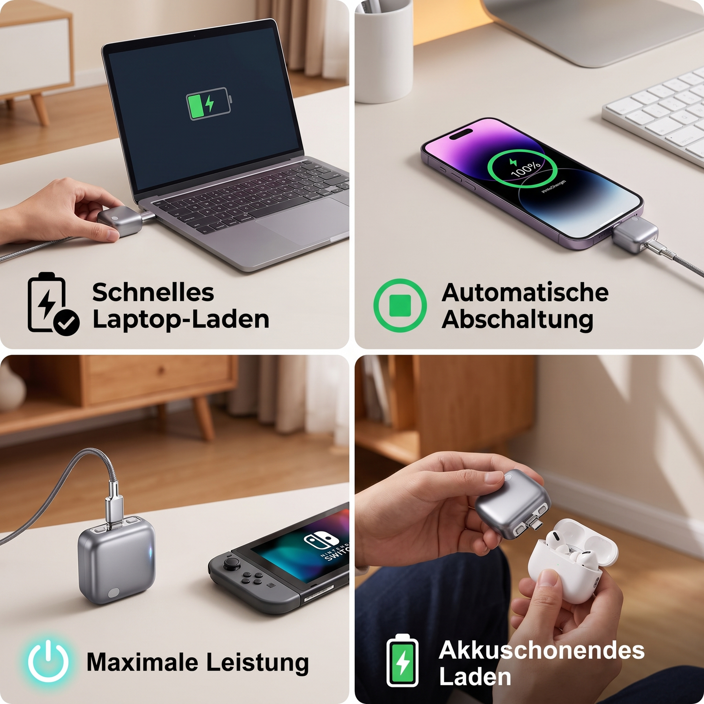 Hochwertiges 140-W-Schnellladegerät mit automatischer Abschaltfunktion