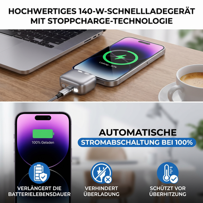 Hochwertiges 140-W-Schnellladegerät mit automatischer Abschaltfunktion