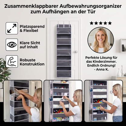 Zusammenklappbarer Aufbewahrungsorganizer zum Aufhängen an der Tür