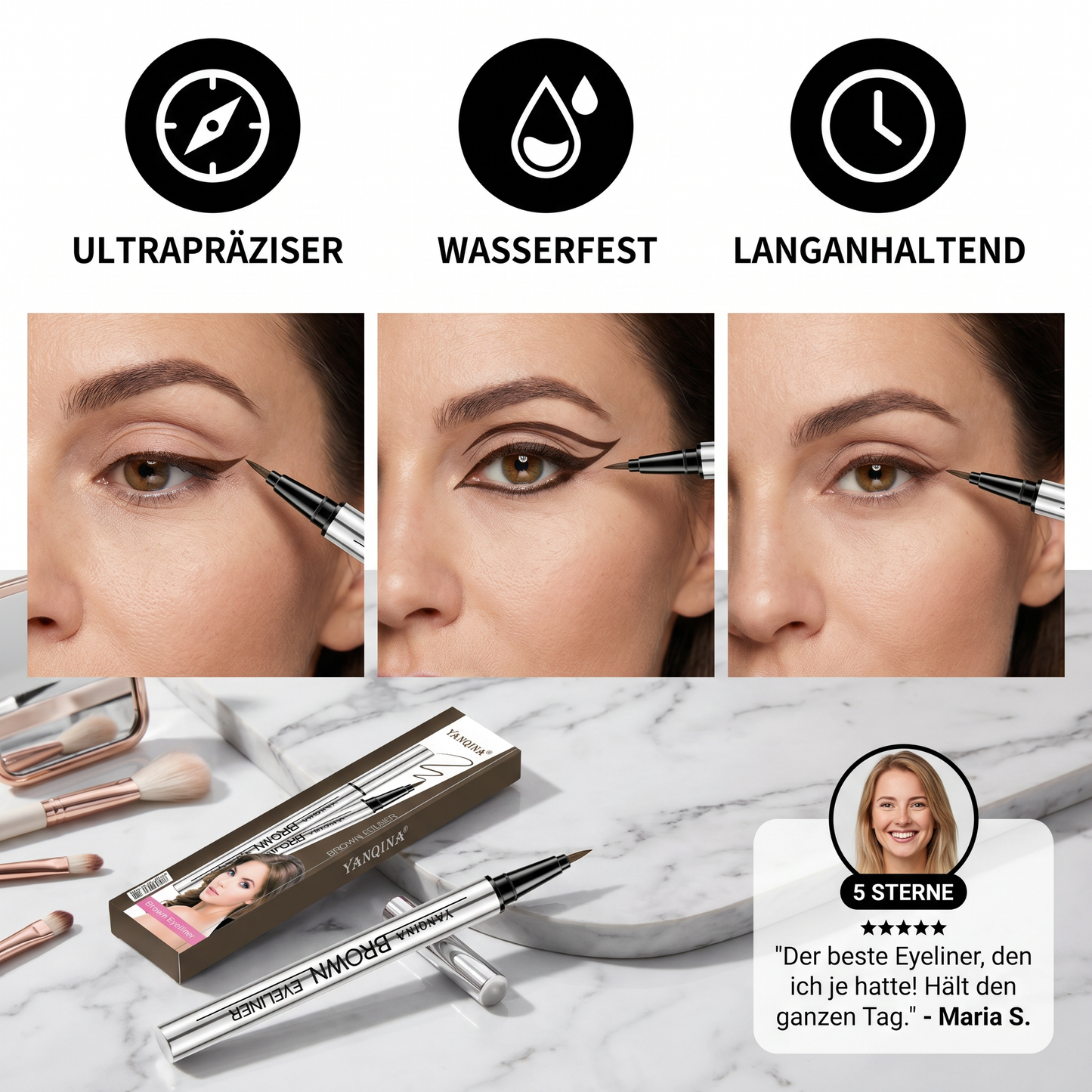 Ultrapräziser, wasserfester Flüssig-Eyeliner-Stift