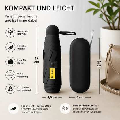 Leichter Mini-Reisesonnenschirm – passt in jede Tasche