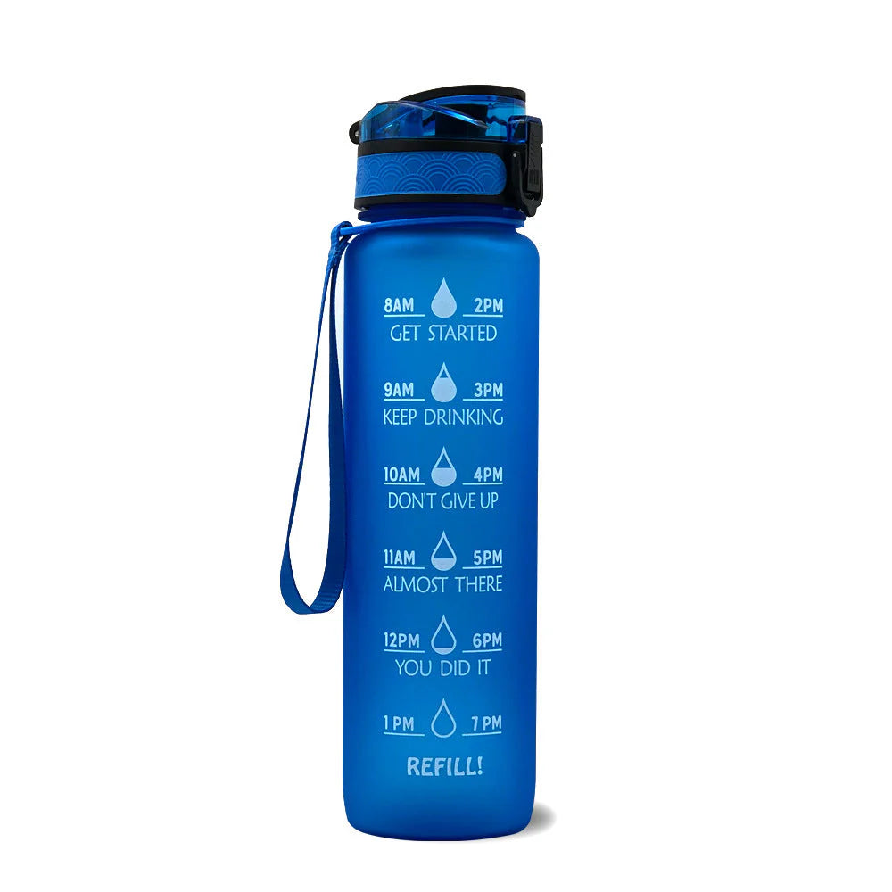 Motivations-Wasserflasche mit Zeitangaben